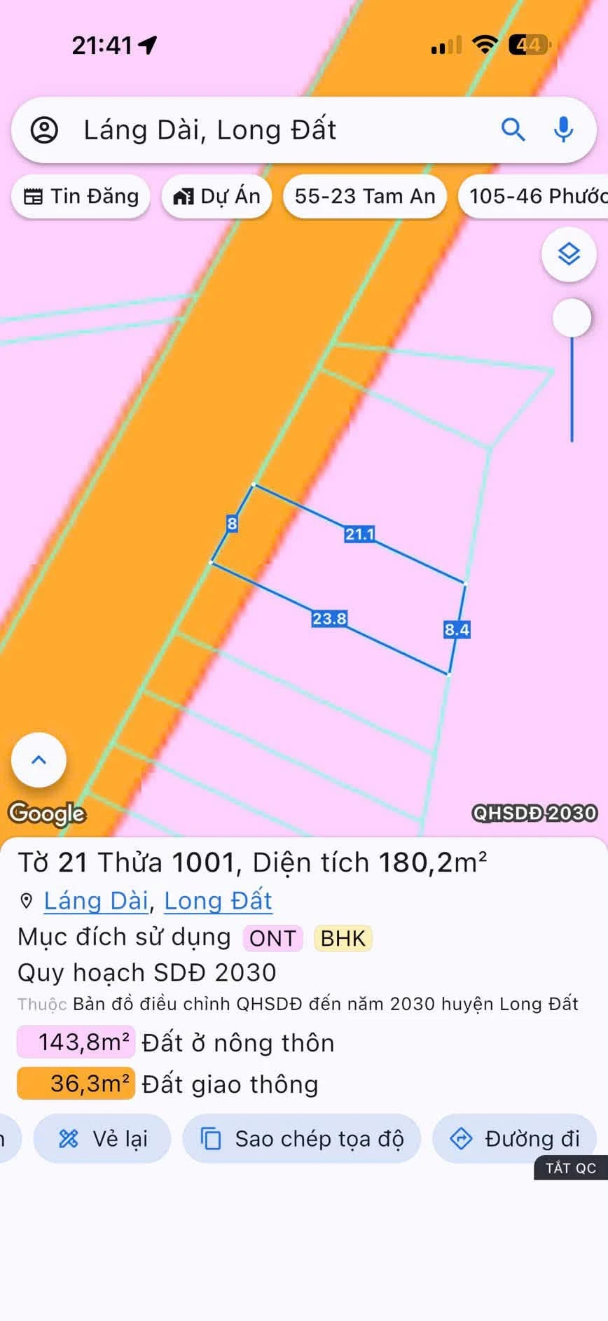 Bán đất Láng Dài, Đất Đỏ 180m2 mặt tiền 750 triệu - Ảnh 1