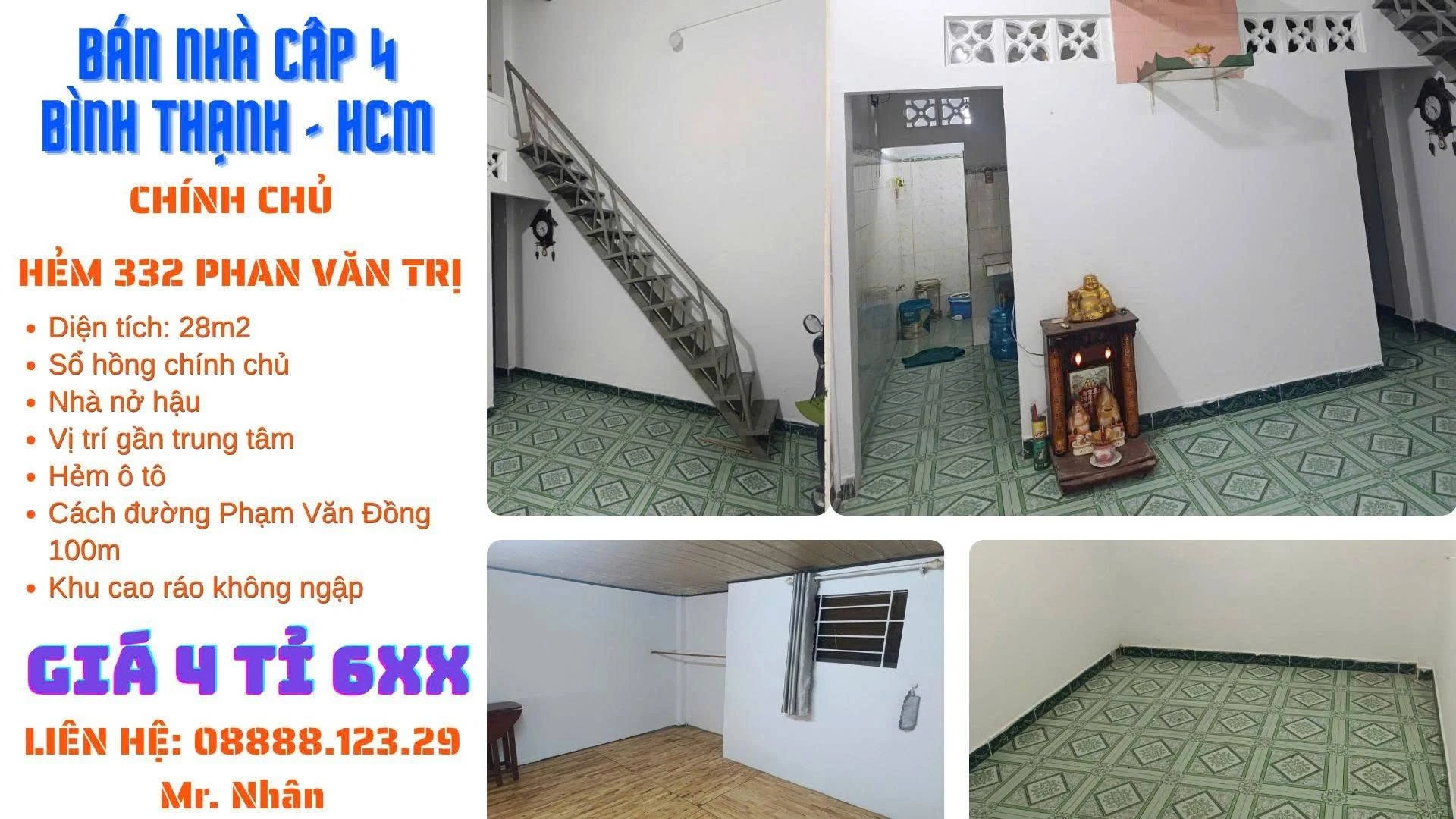 Bán nhà cấp 4 28m² Bình Thạnh 4 tỷ 6 - Ảnh 1