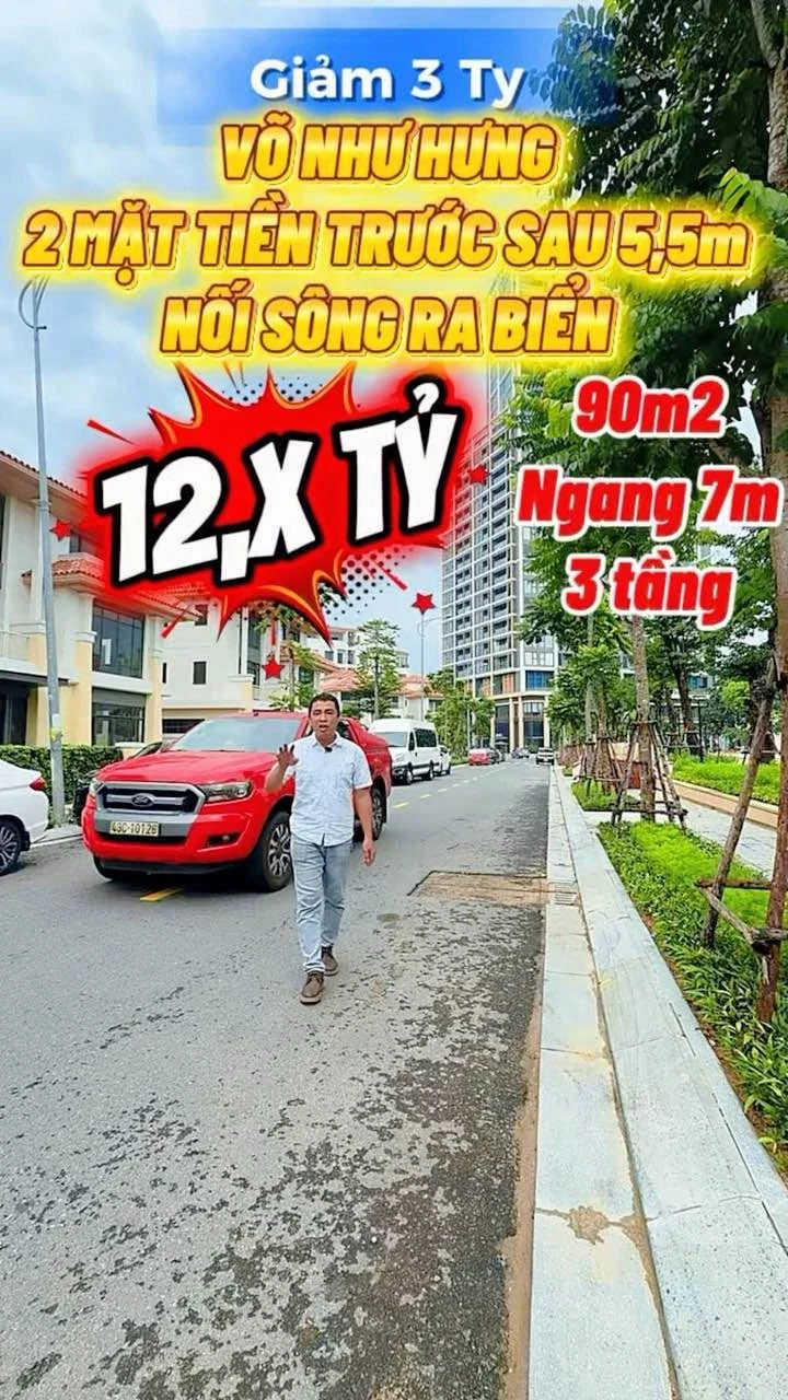 Bán nhà 3 tầng 2 mặt tiền 90m2 ngang 7m đường Võ Như Hưng, Đà Nẵng - Ảnh 1