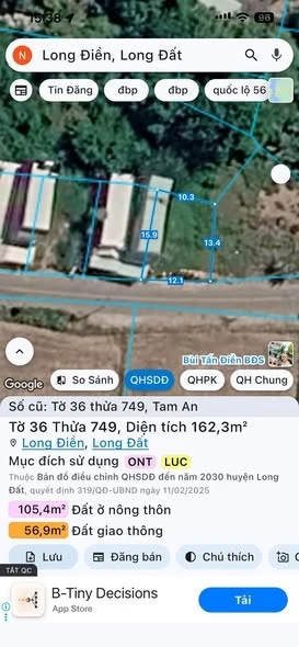 Bán lô đất mặt tiền 168m² Long Điền 1 tỷ 200 - Ảnh thu nhỏ 3