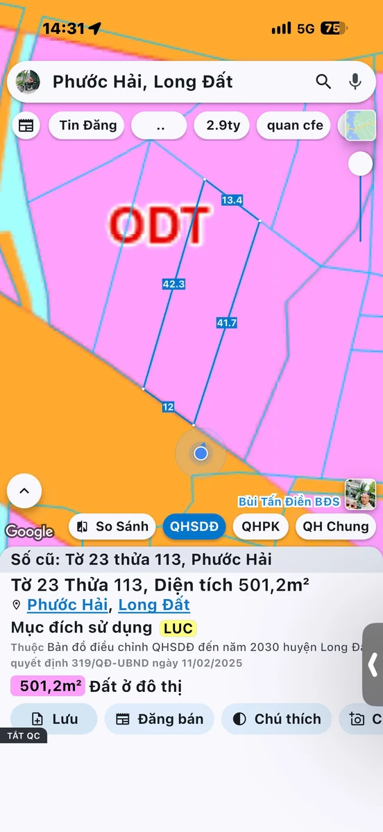 Bán đất mặt tiền Tỉnh lộ 44B Phước Hải 500m2, 3 tỷ 5 - Ảnh thu nhỏ 5