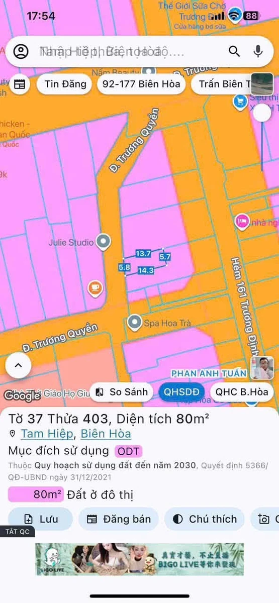 Bán lô đất mặt tiền 80m² Trương Quyền, Đồng Nai - 4 tỷ 650 - Ảnh thu nhỏ 3