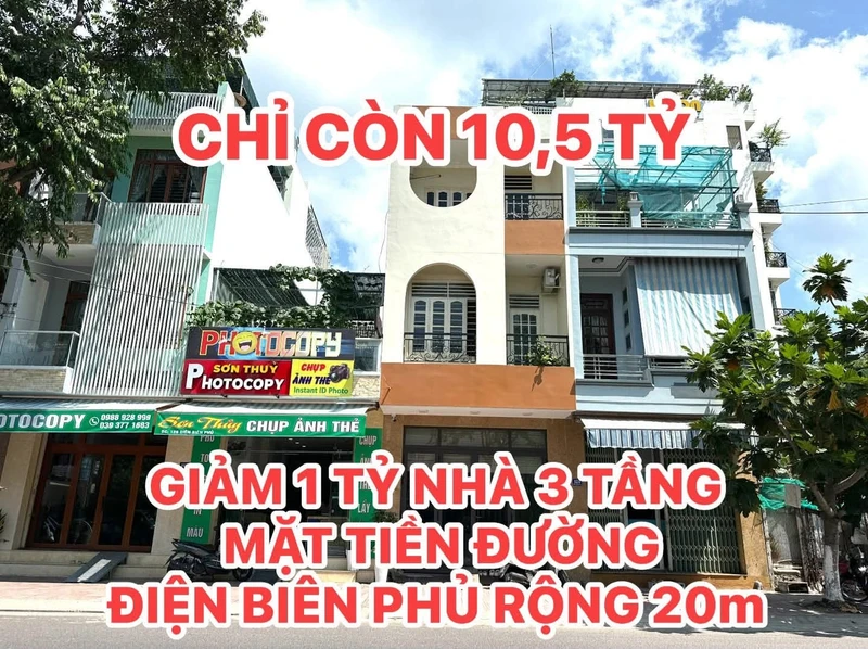 Bán nhà 3 tầng mặt tiền Điện Biên Phủ 67.5m2, Nha Trang 10.5 tỷ