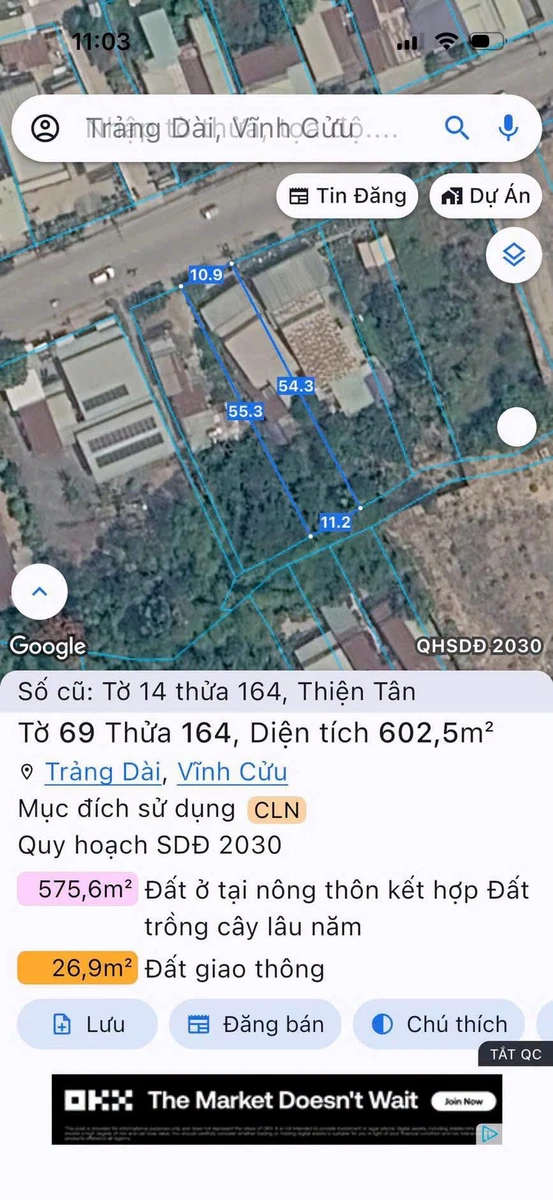 Bán đất mặt tiền 11x54,5m Thiện Tân, 4,85 tỷ - Ảnh thu nhỏ 2