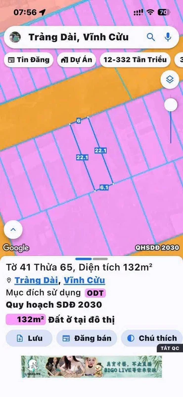 Bán đất Phú Gia 1 Trảng Dài 132m² sổ riêng 3,75 tỷ