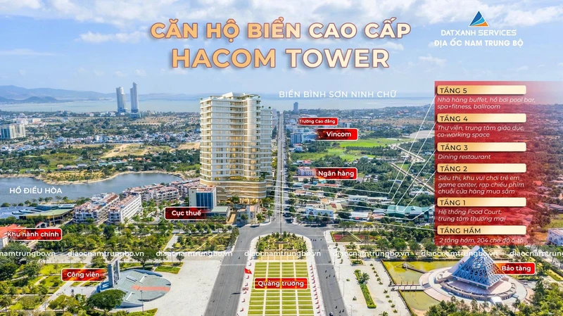 Bán căn hộ 2PN góc 67,61m² view biển Hacom Tower Phan Rang 3 tỷ