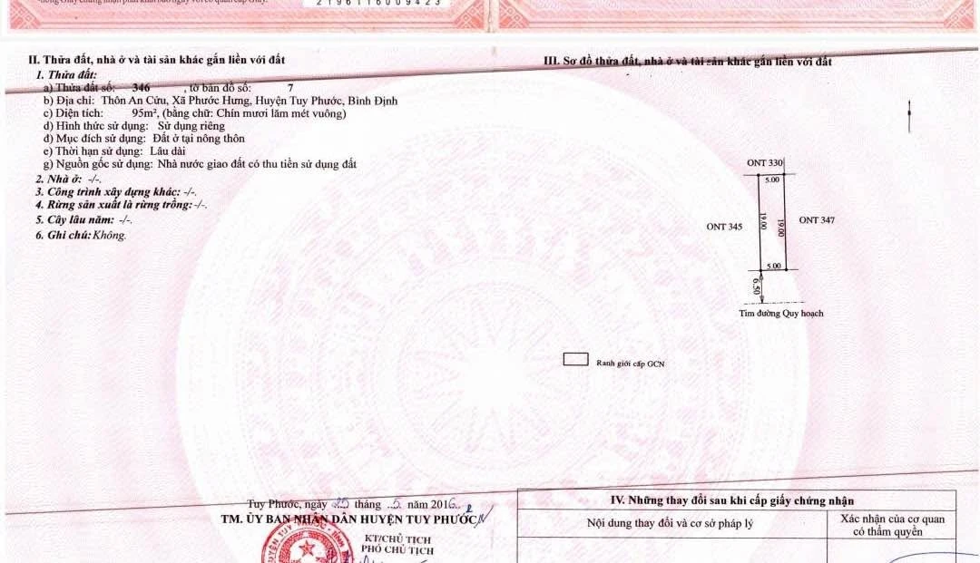 Bán lô đất 95m² Xã Phước Hưng Tuy Phước - Ảnh 1