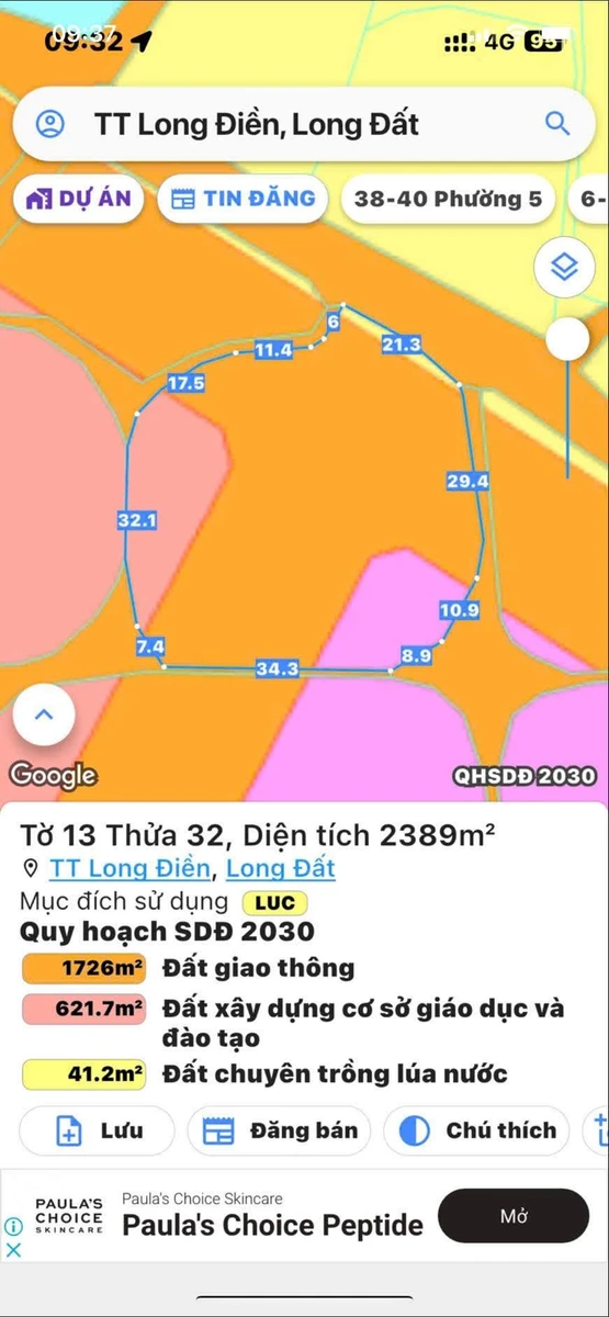 Bán đất 4600m² gần trung tâm hành chính Long Điền, giá 3 tỷ - Ảnh 1