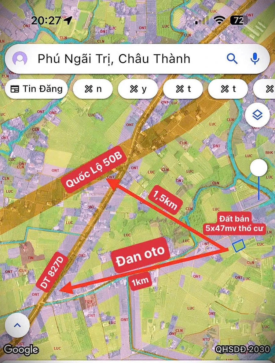 Bán đất thổ cư 5x47m đường đá xanh 4m, sổ hồng riêng, xã Tầm Vu, Tây Ninh - Ảnh 1