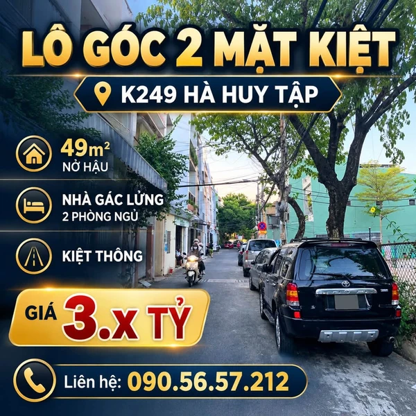 Bán nhà phố lô góc 2 mặt kiệt 49m² Hà Huy Tập Đà Nẵng