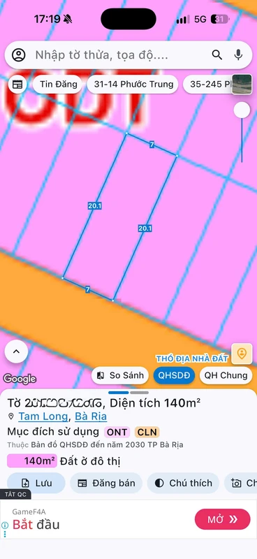 Bán đất Hoà Long 140m², mặt tiền đường, sổ riêng 1,68 tỷ