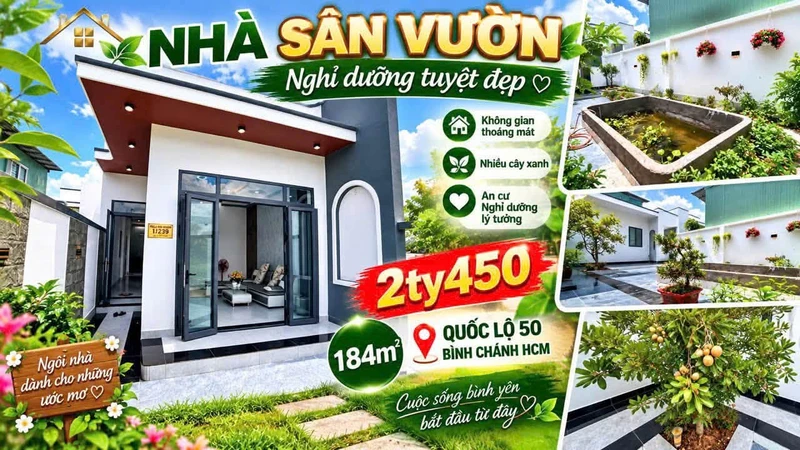 Bán nhà cấp 4 sân vườn 184m² Cần Giuộc 2,45 tỷ