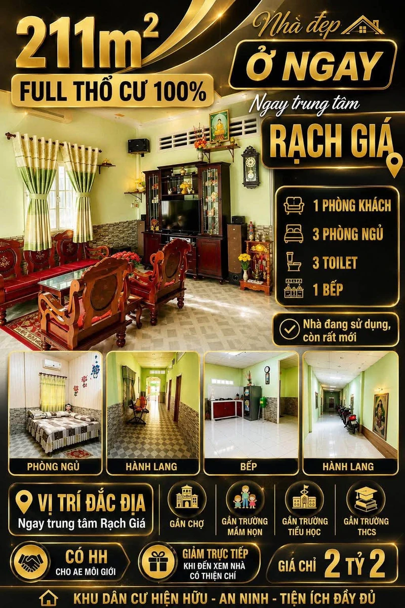 Bán nhà hẻm 123 Chu Văn An, TP. Rạch Giá, 211m2, 3 phòng ngủ - Ảnh thu nhỏ 5