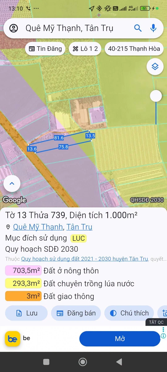 Bán 1000m2 đất lúa mặt tiền nhựa 833C, Quê Mỹ Thạnh, Tân Trụ, Long An - Ảnh 1