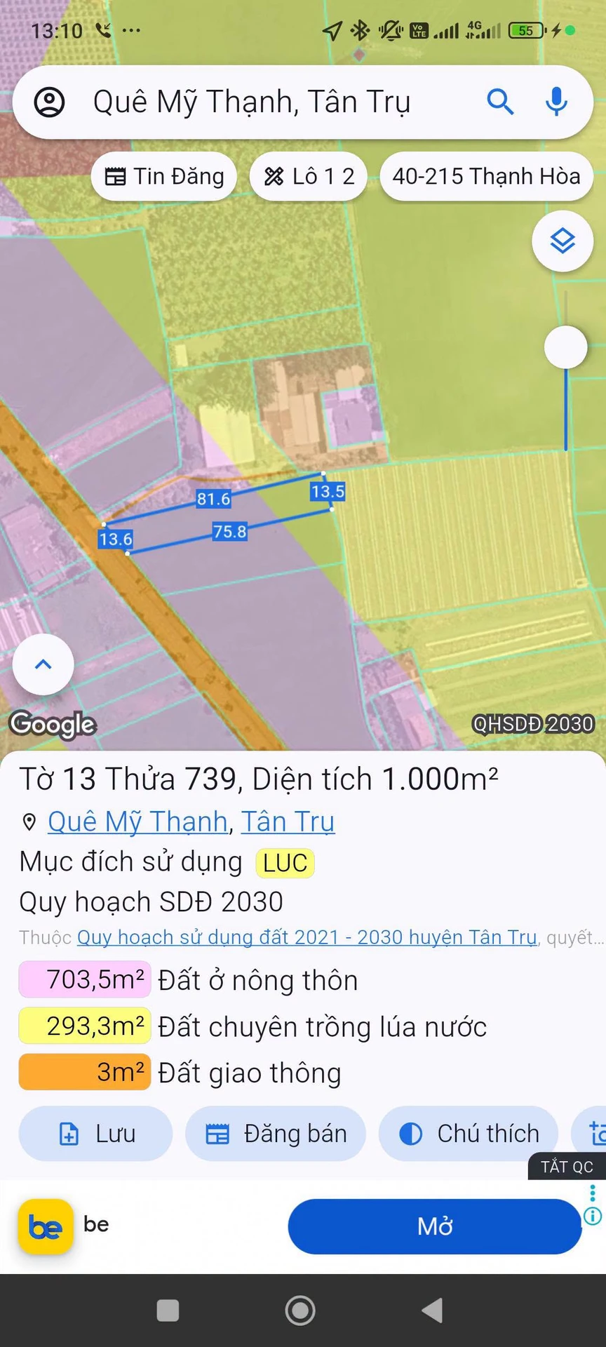 Bán 1000m2 đất lúa mặt tiền nhựa 833C, Quê Mỹ Thạnh, Tân Trụ, Long An - Ảnh 1