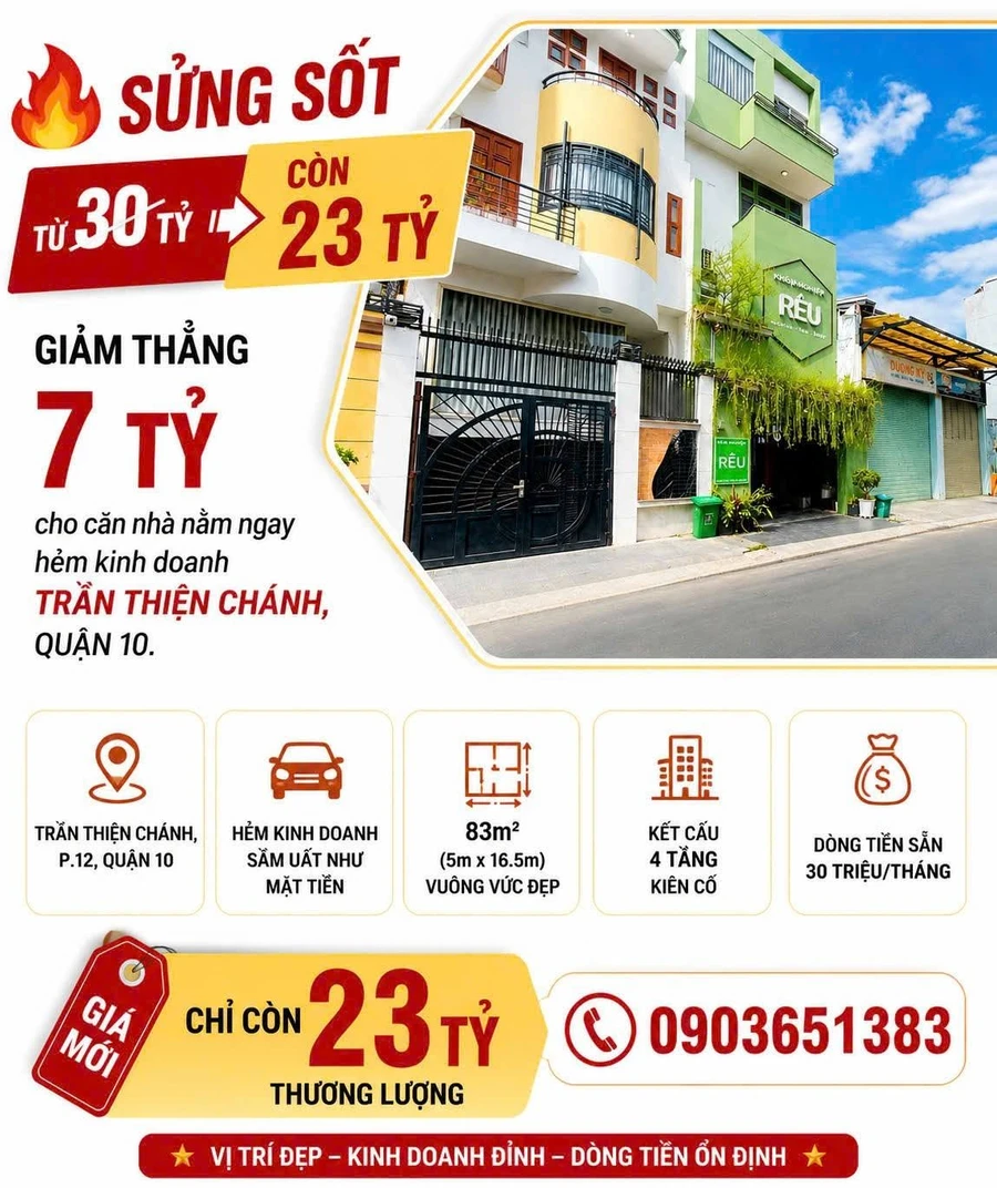 Bán nhà 83m² hẻm kinh doanh Trần Thiện Chánh Quận 10 - Ảnh 1