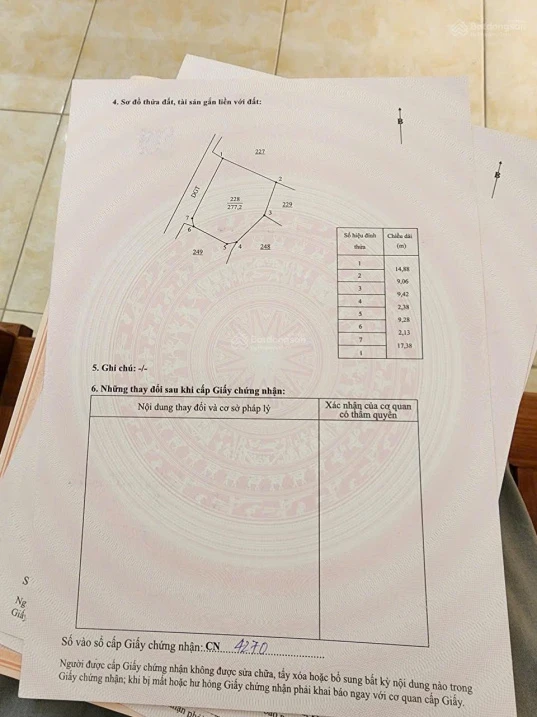 Bán lô đất siêu đẹp Xã Kiến Xương, Tỉnh Hưng Yên. 277.2m2 full thổ cư, đường ô tô, giá thiện chí - Ảnh thu nhỏ 4