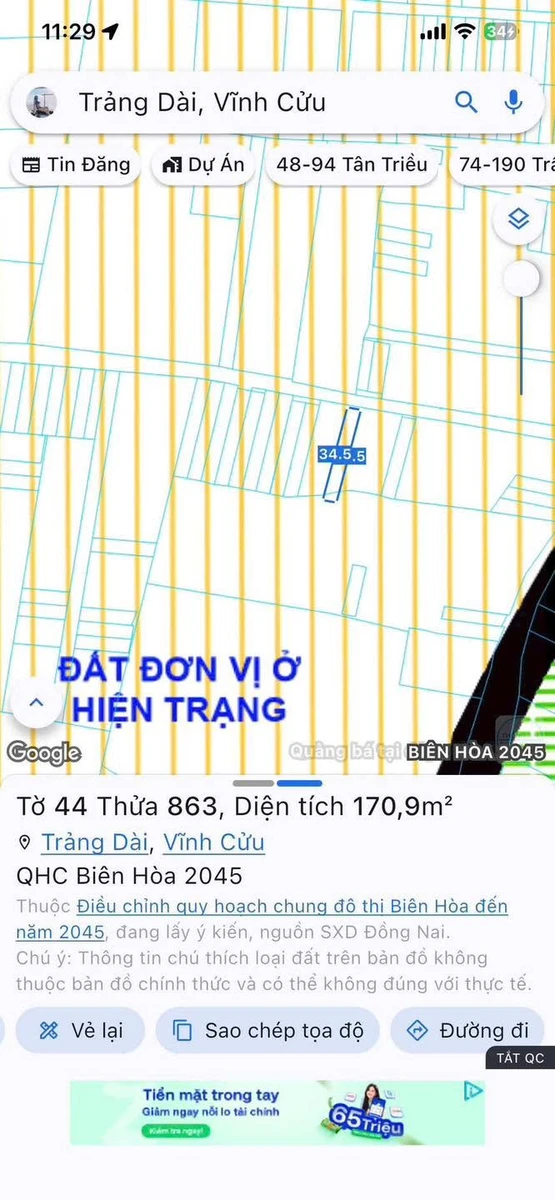 Bán đất 130m² gần chợ Thanh Hóa, Trảng Dài, 1 tỷ 750 - Ảnh 1