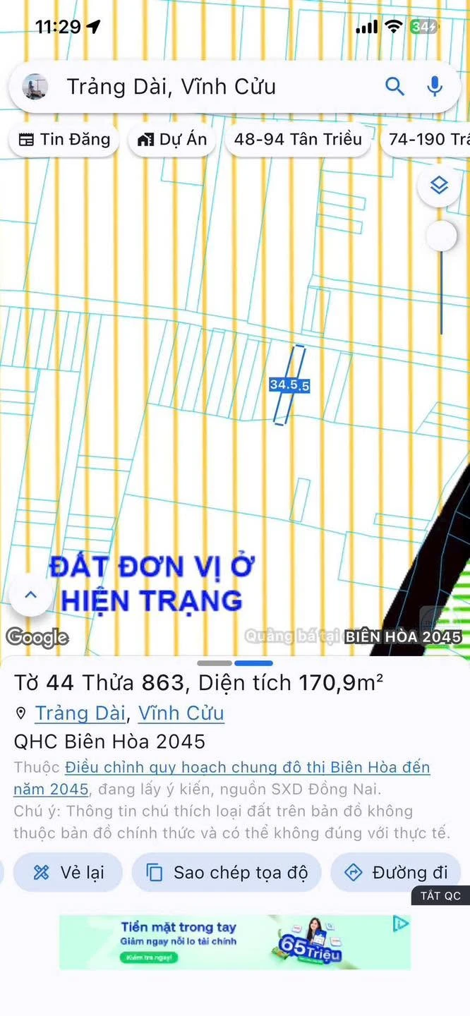 Bán đất 130m² gần chợ Thanh Hóa, Trảng Dài, 1 tỷ 750 - Ảnh 1