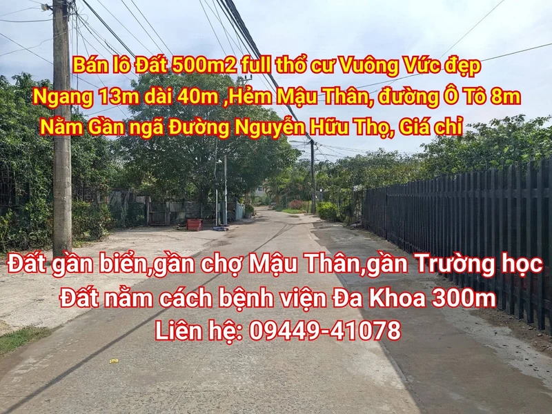 Bán lô đất 500m2 Mậu Thân Khánh Hòa 6.9 tỷ