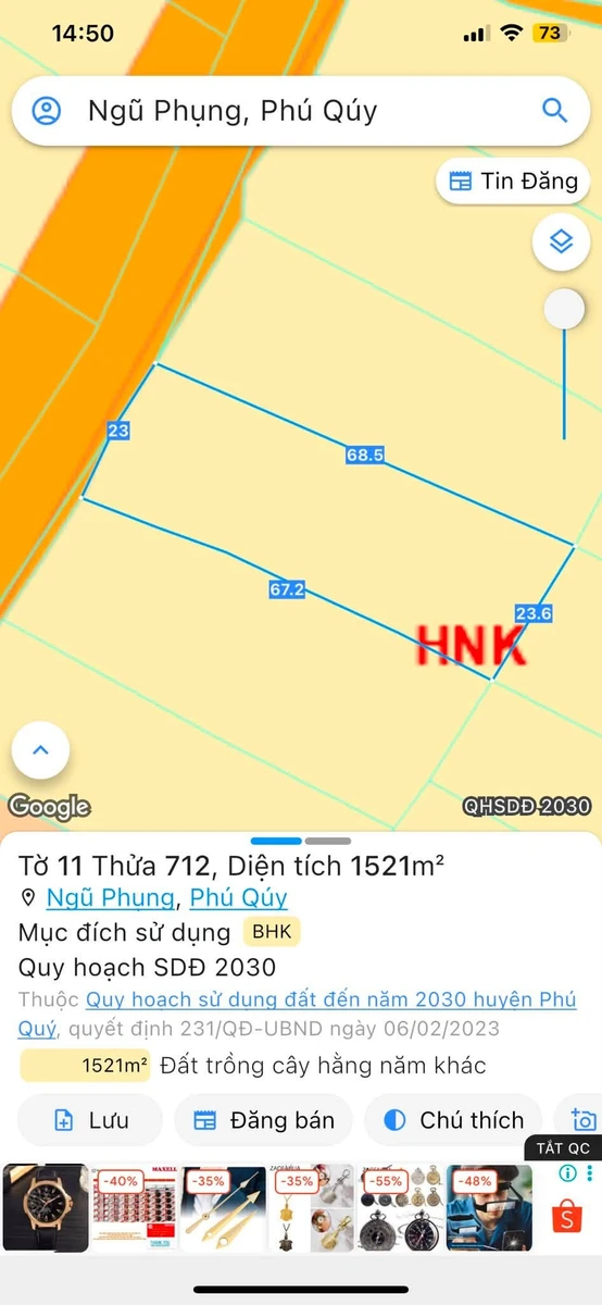 Bán đất nông nghiệp mặt tiền Tôn Đức Thắng Phú Quý 1521m² - Ảnh thu nhỏ 3
