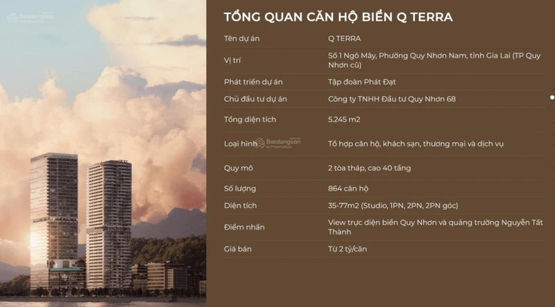 Căn hộ View biển & mặt quảng trường Q'Terra Quy Nhơn Studio 32m từ 1,79 tỷ | Booking giai đoạn đầu
