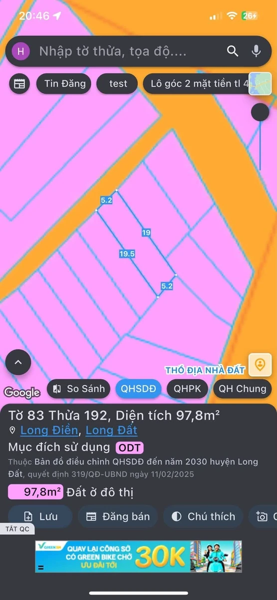 Bán lô đất 5,2×19m Long Điền, BRVT 1 tỷ 380 triệu - Ảnh thu nhỏ 3
