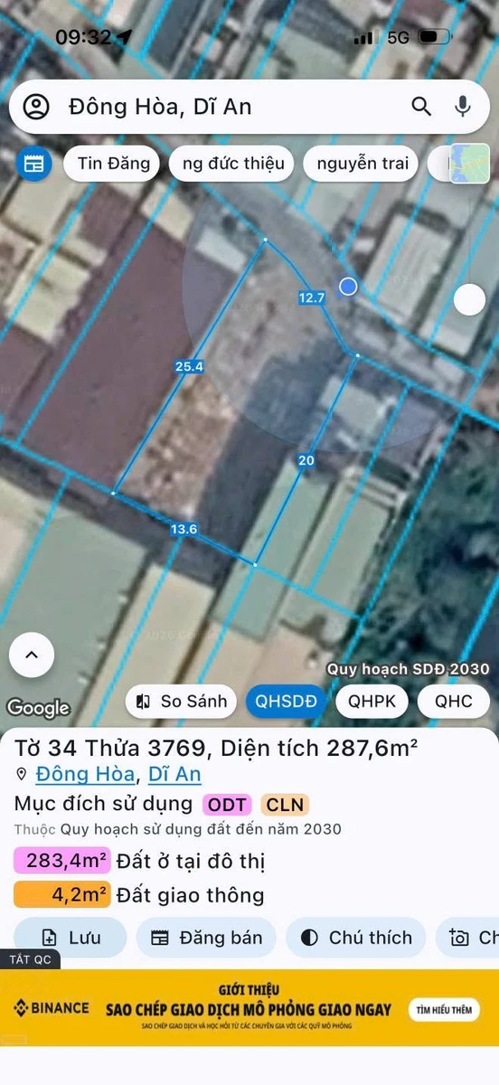 Bán đất 288m2 đường Thống Nhất, phường Đông Hòa, Dĩ An, giá 10,5 tỷ - Ảnh thu nhỏ 3
