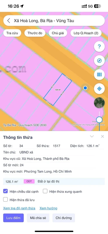 Bán đất Tâm Long 126m2, 1 tỷ, Bà Rịa - Vũng Tàu