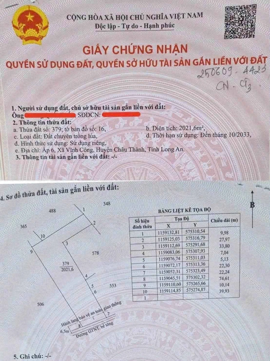 Bán đất lúa 2.000m2 được chuyển thổ, mặt tiền đan ô tô tại xã Vĩnh Công, Châu Thành, Long An - Ảnh thu nhỏ 5