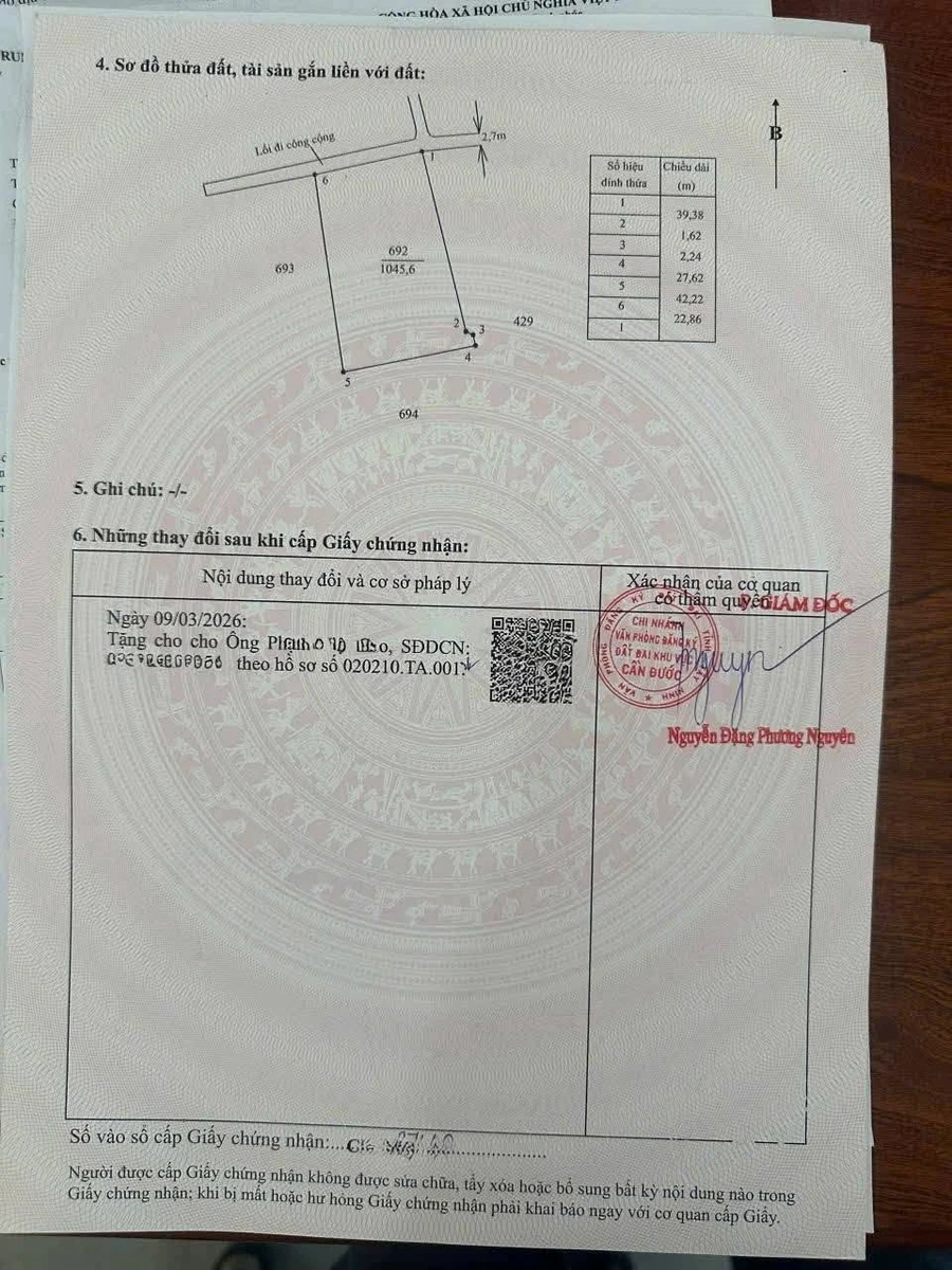 Bán 1.045,6 m² đất lúa ấp 1, Phước Đông, Cần Đước giá 600 triệu - Ảnh thu nhỏ 2
