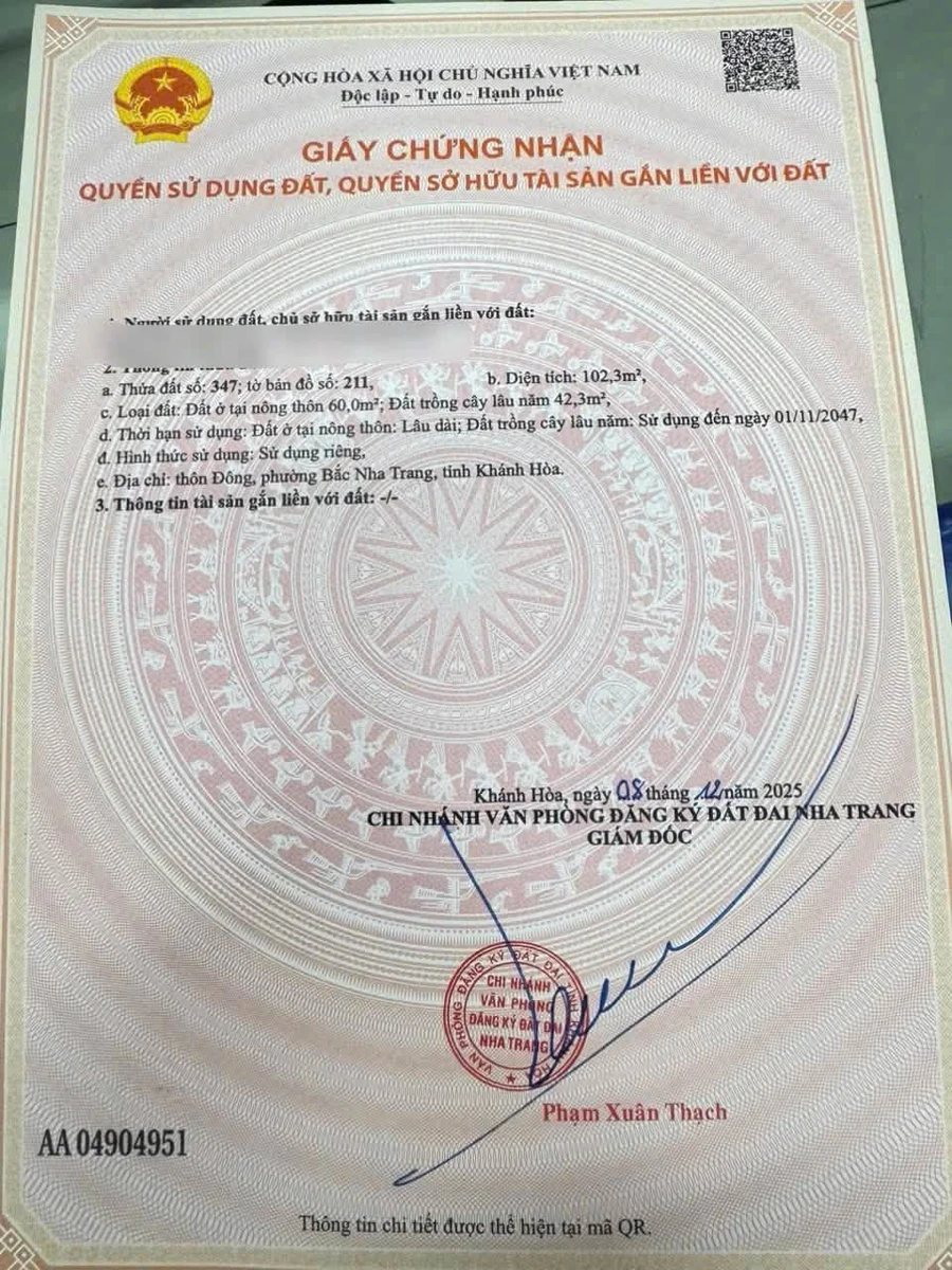 Bán lô đất 102,3 m2 Vĩnh Phương, Nha Trang 1 tỷ 380 triệu - Ảnh thu nhỏ 4