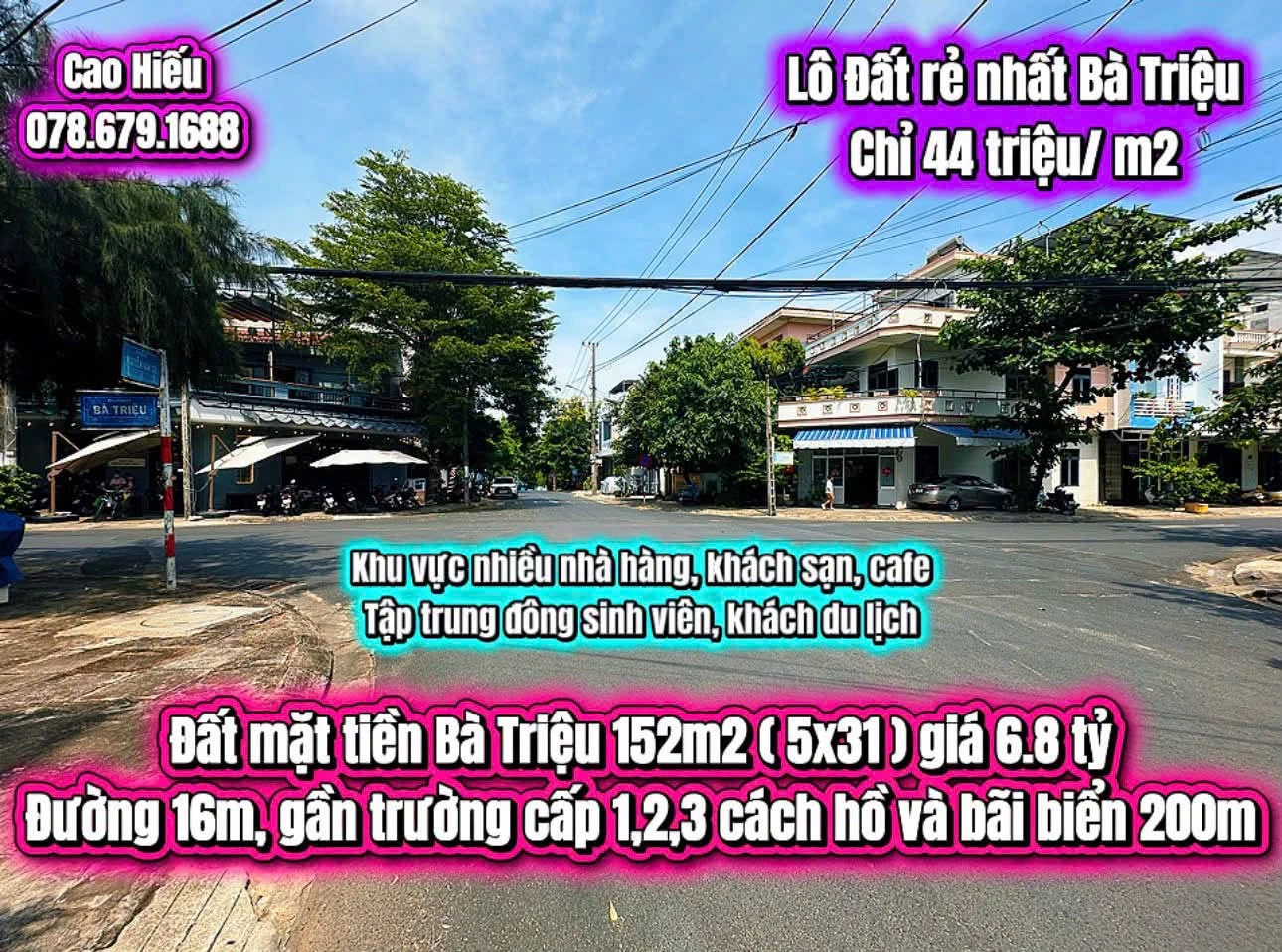 Bán đất mặt tiền Bà Triệu 152m2 giá 6.8 tỷ Tuy Hoà - Ảnh 1
