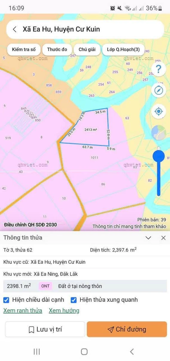 Bán đất hơn 3540m2 có 400m2 thổ cư, view cánh đồng tại Ea Hu, Cư Kuin, Đắk Lắk - Ảnh thu nhỏ 3