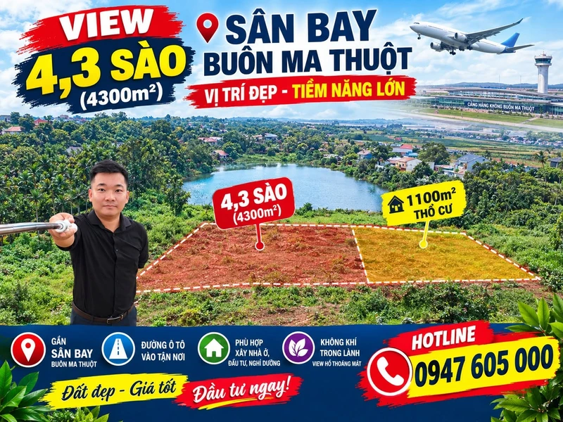 Bán đất 4.300m² view hồ Ea Tiêu QL27 Buôn Ma Thuột 15 tỷ