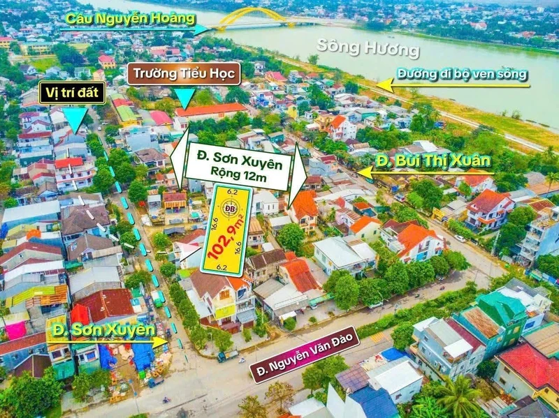 Bán mặt tiền đất Sơn Xuyên Huế 102,9m² gần Sông Hương