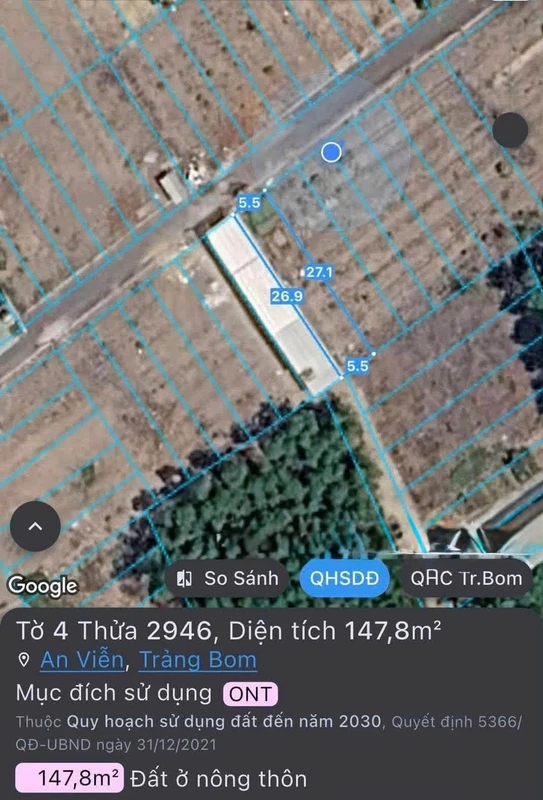 Bán đất nền 147,8 m² An Viễn, KCN Giang Điền, Đồng Nai