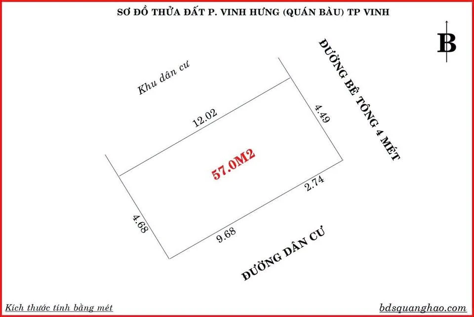 Bán đất góc Quán Bàu 57m2 mặt tiền 4.5m Vinh - Ảnh thu nhỏ 2