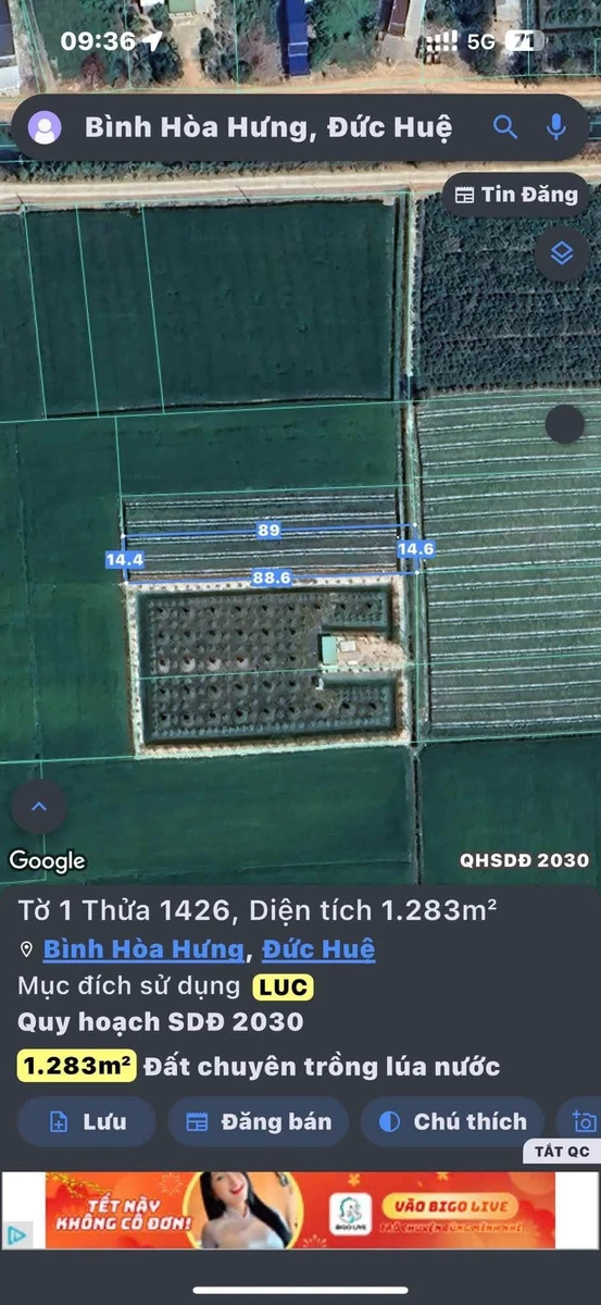 Bán lô đất 2352m2 Đức Huệ, Long An, 800 triệu - Ảnh 1
