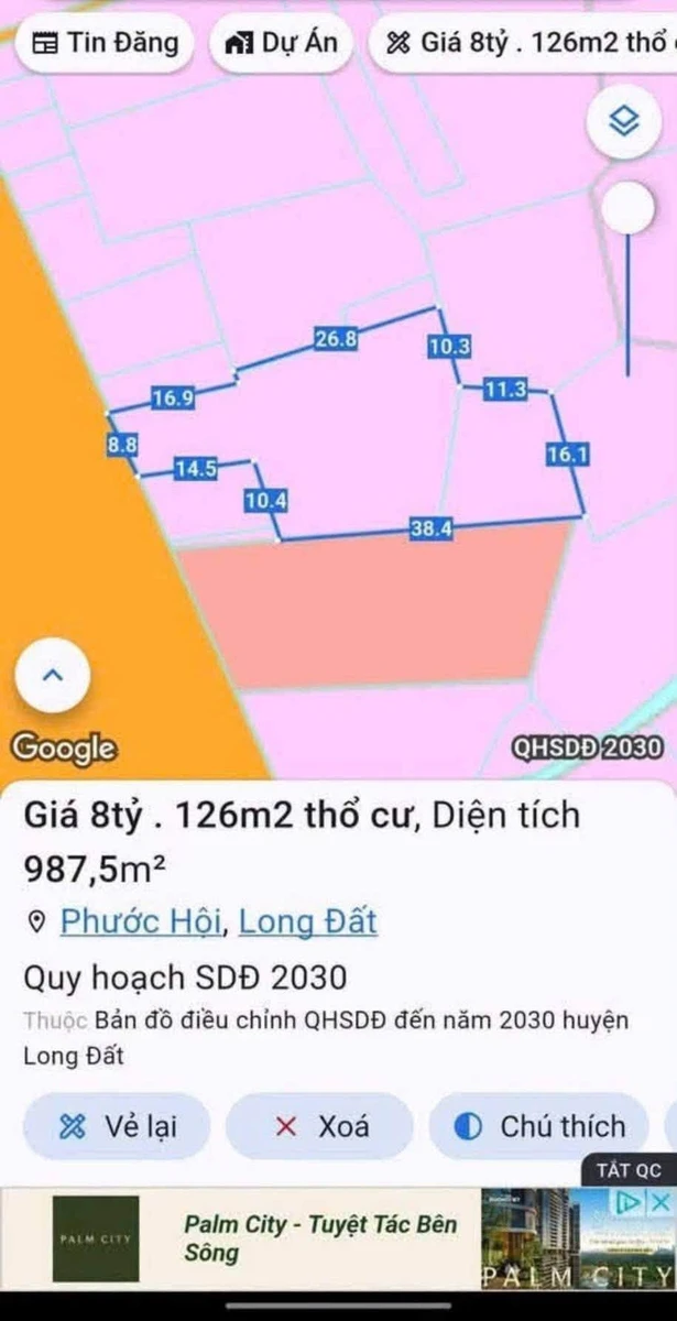 Bán đất mặt tiền Võ Thị Sáu Phước Hải 900m2 giá 8 tỷ - Ảnh 1