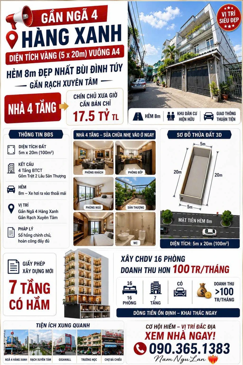Bán nhà 4 tầng 100m² Bùi Đình Túy 17,5 tỷ Bình Thạnh - Ảnh 1