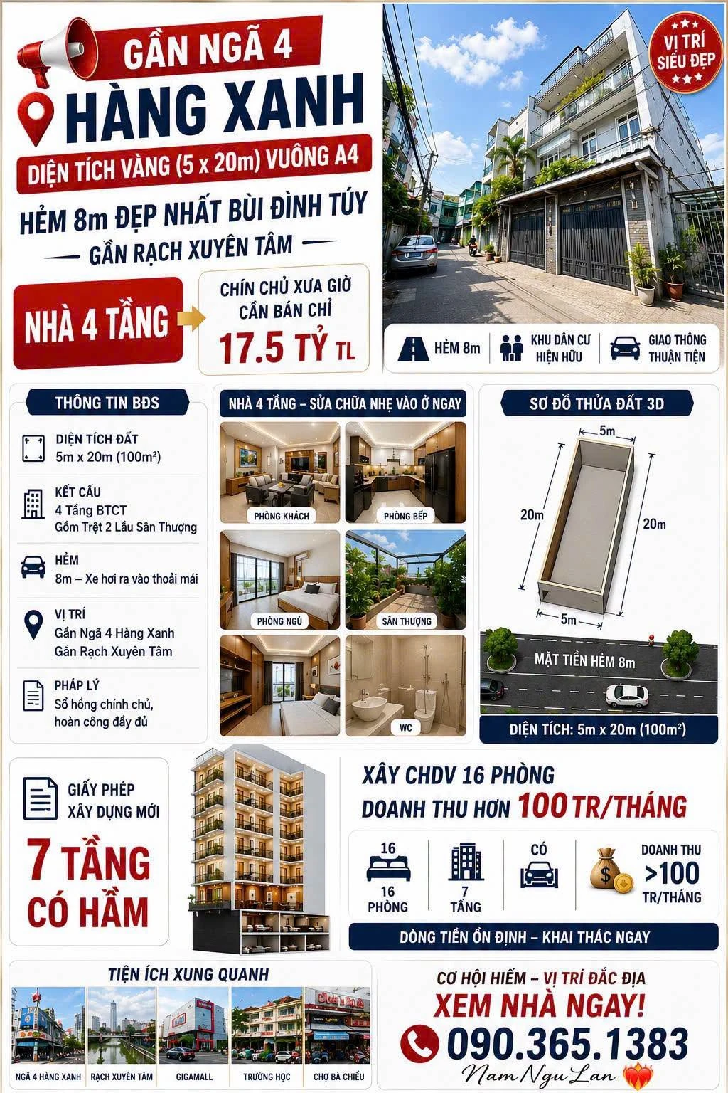 Bán nhà 4 tầng 100m² Bùi Đình Túy 17,5 tỷ Bình Thạnh - Ảnh 1