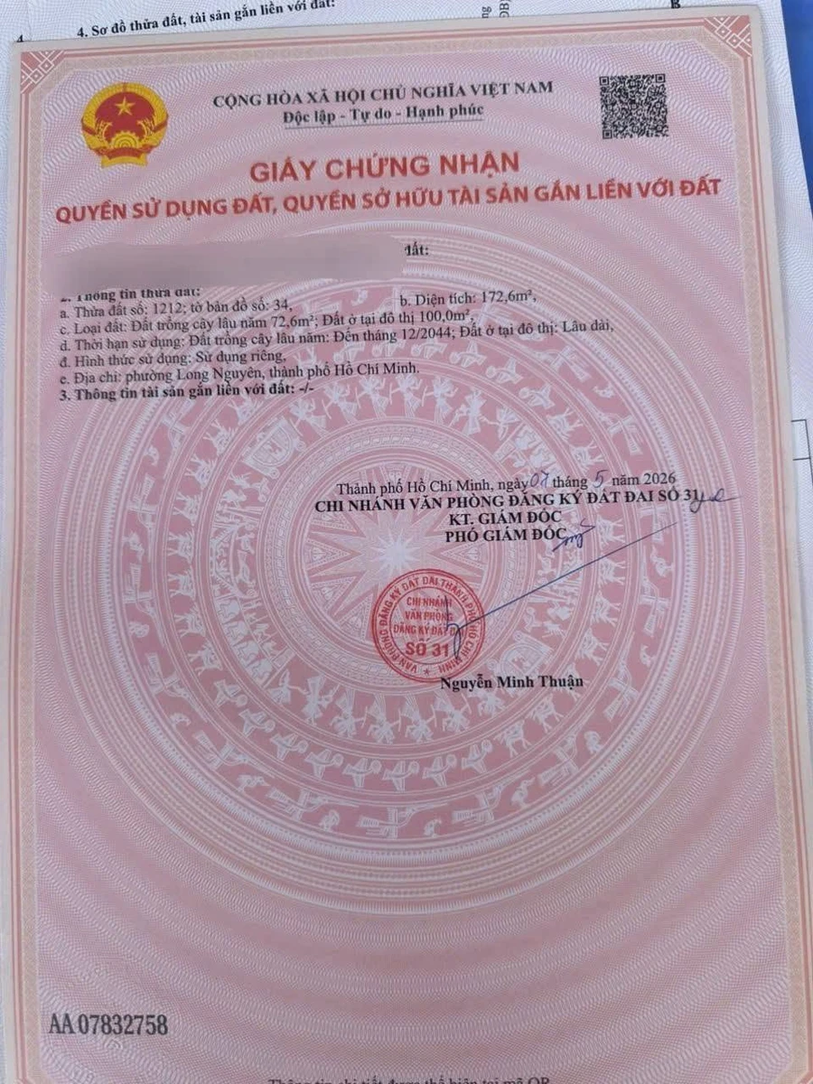 Bán lô đất 175m² Long Nguyên, Bàu Bàng, Bình Dương 780 triệu - Ảnh thu nhỏ 2