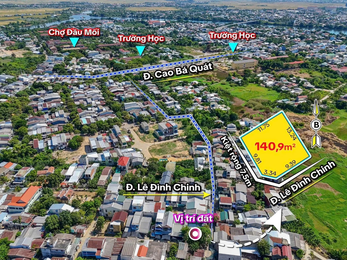 Bán đất 2 mặt tiền Lê Đình Chính, Huế, 141m2, 2 tỷ 6 - Ảnh thu nhỏ 2