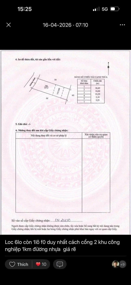 Bán đất mặt tiền 317m2 sát KCN Đất Đỏ 1,2 tỷ - Ảnh thu nhỏ 3