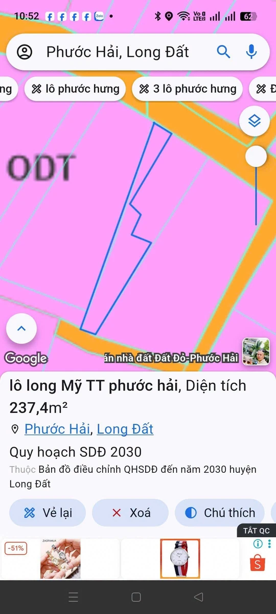 Bán lô đất Phước Hải 247m2 mặt tiền 600 triệu - Ảnh thu nhỏ 2