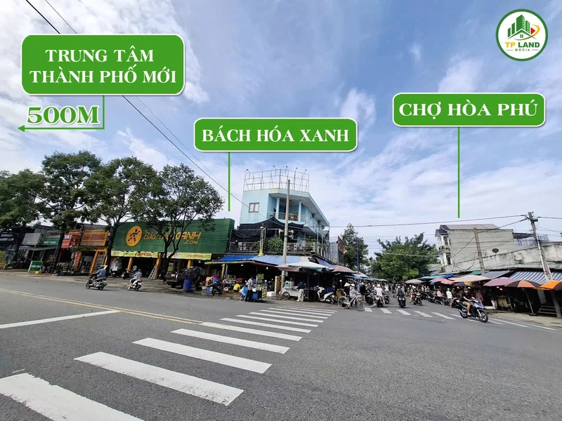 Bán nhà phố 150m² đối diện chợ Hòa Phú Thành phố mới Bình Dương