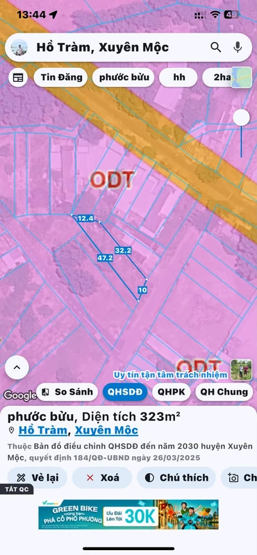 Bán đất Phước Bửu 378m², giá 1 tỷ 700