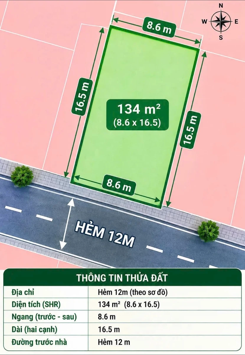 Bán đất Bình Thạnh 134m² mặt tiền 8,6m GPXD 7 tầng giá 208 tr/m² - Ảnh 1
