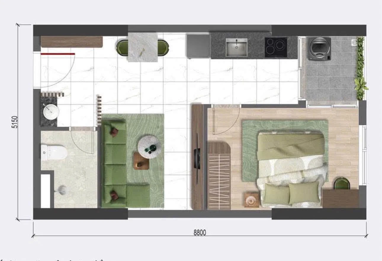 Bán căn hộ 1PN 42,95m² tại Bcons Central Park Biên Hòa, giá 2,27 tỷ - Ảnh 1